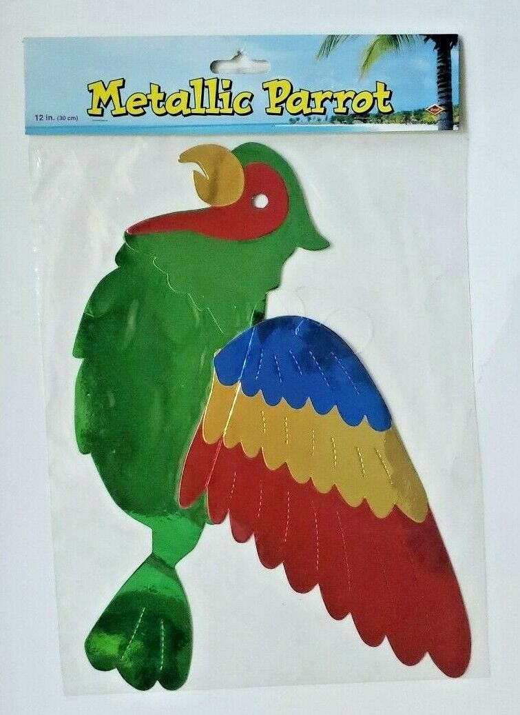 1990's Metallic Parrot Wall Hanging 12" Green New In Packaging - $12.99