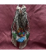Early 1900’s Antique Multi Colored Beaded Purse Floral Satin Drawstring ... - $238.50 CAD