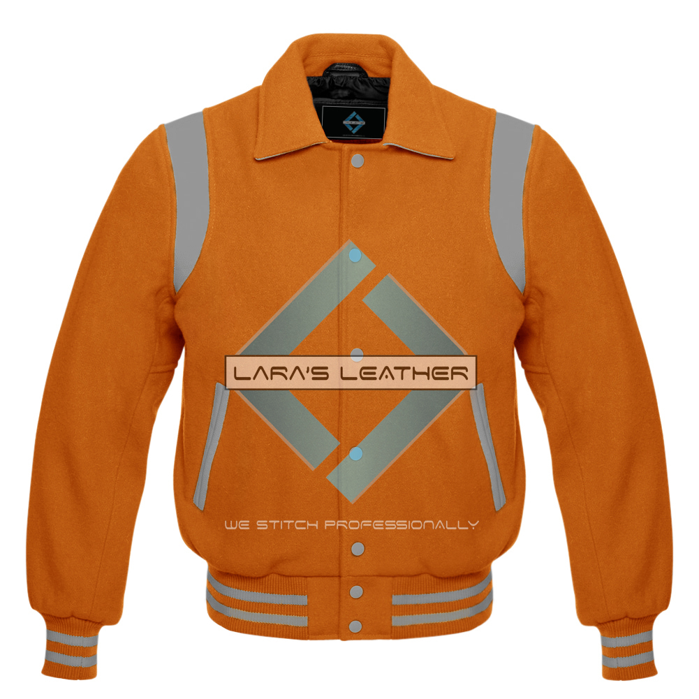 Stylish Varsity College Letterman Full Wool Jacket & Gray Leather Strap XS-7XL