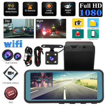 Wifi Dual Lens Dash Cam 1080P Car DVR Camera Hidden Video Recorder Night Vision - £64.72 GBP