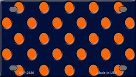 Orange Polka Dots Navy Blue Novelty Mini Metal License Plate Tag - £12.02 GBP