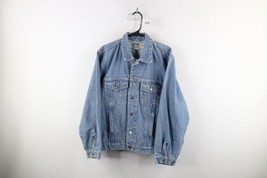 Vintage 90s Streetwear Mens Small Distressed Denim Jean Trucker Jacket Blue - £47.43 GBP