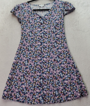 Arizona Jean Co. Fit &amp; Flare Dress Women Size XS Multi Floral Rayon Button Front - £15.94 GBP