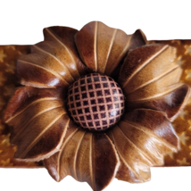 Wide Leather Bracelet Wristlet Flower Handcrafted Cuff Snap Boho - £10.86 GBP