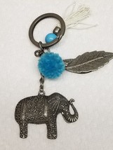 Bohemian Style Elephant Keychain with Tassel and Bead Accents French 196... - $12.30