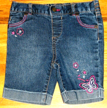 Faded Glory Toddler Girl Denim Shorts 24M Embroidered Stars Butterfly Fl... - $7.87