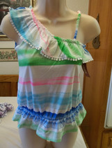 Arizona Girls One Shoulder Tank Top Size Large 14 Blue Multi Color New W Tag - £9.23 GBP