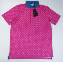 New Greyson Night Fly Golf Polo Bittersweet Red Size M Geometric Pattern - $45.55