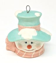 Hand Painted Ceramic Snowman Head Ornament - 3 Inches (Pink HAT) - £15.98 GBP