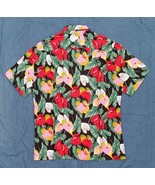 Royal Hawaiian XL Vintage Hawaiian Aloha Heliconia on Black Shirt, 100% ... - $32.82 CAD