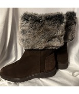 Aquatalia Kathy Brown Suede Faux Fur Boot, Size 7.5 NEW! - $1,112.27 MXN