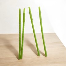 Tupperware Whistle Straws Set of 4 Vintage 11” LONG Reusable Sheer Green... - $12.73