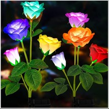 Solar Garden Lights Newest Version Solar Lights Outdoor 7 Color Changing Rose Li - £31.34 GBP