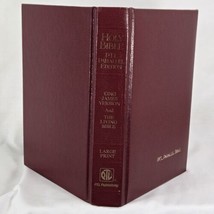 PTL Holy Bible Parallel KJV and Living Bible Large Print Burgundy Hardcover 1983 - $24.27