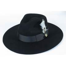 Mens Hat By BRUNO CAPELO Australian Wool Wide Brim Fedora Duke DU720 Black image 4