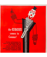 1953 Conmar Zippers Advertisement Ringling Barnum Bailey Circus Clown F15S - €29,98 EUR