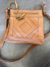Lucky Brand Crossbody Bag Purse light Brown Authentic Leather Boho Western Zip - £15.48 GBP