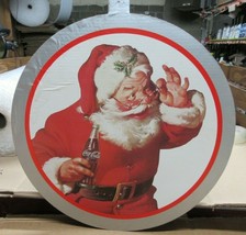 Vintage Coca Cola Christmas Ball Decoration Cardboard Sign Santa  - £80.32 GBP