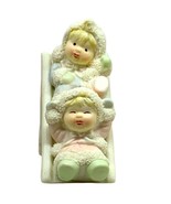 Snow Babies Porcelain Figurines Playing On Snow Slide Winter - $12.61