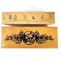 Hero Arts Great Impressions Christmas Trees Holly Cottage Border 2 Rubber Stamps - £15.97 GBP