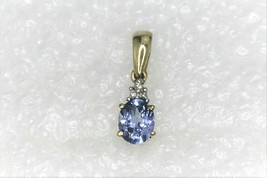 New .30 Ct Tanzanite Solitaire &amp; Diamond Accent Pendant Real Solid 10 K Gold - £235.77 GBP