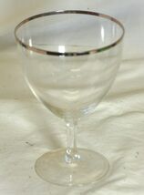 Silver Trim Wine Glass Elegant Clear Glass - $12.86