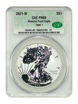 2021-W $1 Silver Eagle CACG Rev PR69 (Type 1) - £119.64 GBP