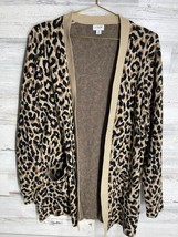 J.Crew Cardigan Sweater Womens Medium Multicolor Leopard Print Open Front Casual - £18.73 GBP