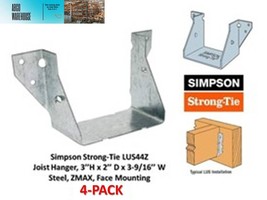 Simpson Strong-Tie LUS44Z Joist Hanger 3’’H x 2’’ D x 3-9/16’’ W, Steel,... - $23.76