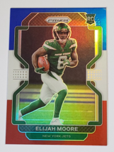 2021 Elijah Moore Panini Prizm Rookie Card Red White Blue Refractor Rc # 346 - $4.99