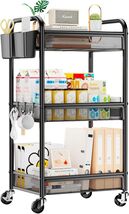 Durable 3-Tier Rolling Cart for Home &amp; Office – Includes Hooks &amp; Hanging... - $69.25