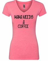 VRW Mama needs a coffee Womens T-shirt V Neck (Small, Pink) - £13.29 GBP