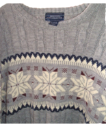 Vintage Sweater Mervyns Men&#39;s Collection Gray Snowflake Nordic Acrylic S... - $29.69