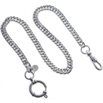 Stainless Steel Pocket Watch Chain Albert Chain Cuban Chain Swivel Clasp... - £17.14 GBP