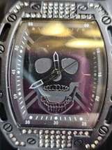 New Mens Ed Hardy Men&#39;s Skull Bling Black Silicone Watch 30mm MSRP$95 - £43.89 GBP