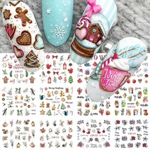 Christmas Nail Art Stickers Snowflake Nail Decals Water Transfer Winter ... - £15.40 GBP