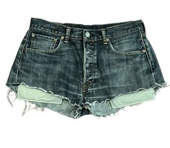 Levi&#39;s 501 Cutoff Medium Wash Denim Shorts 34 Button Fly Frayed Jeans Re... - £19.84 GBP