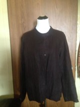 Eileen Fisher 100% Linen Brown Snap Button Jacket Sz Xl - £50.39 GBP