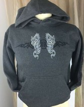 New Mad Engine Dragon Youth Gray Long Sleeves Comfortable Pull Over Hood... - $14.84
