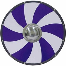 Medieval Norse Historical Wooden Blue Spiral Viking Round Shield LARP - £104.56 GBP