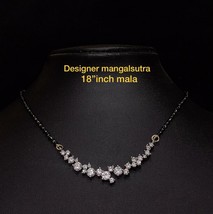 Gold Plated Indian Mangalsutra Women Jewelry CZ AD Black Bead Choker Chain Set - £19.03 GBP