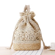 casual rattan women backpa bohemian hollow out straw bag large capacity backpack - £30.89 GBP