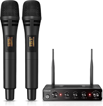 Wireless Microphone Systems Professional UHF Cordless Karaoke Microphones Handhe - £62.47 GBP