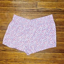 ABOUND Shorts Purple Geo Paint Women Dolphin Hem Size Large Elastic Waist - $13.46