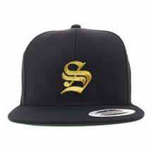 Trendy Apparel Shop Old English Gold S Embroidered Snapback Flatbill Bas... - £19.65 GBP
