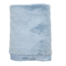 Carters Baby Blanket Little Cutie Embroidered Satin Trim Blue Plush - £19.66 GBP