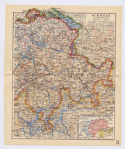 1939 Vintage Map Of Eastern Switzerland Zürich Zurich / Alps - £13.45 GBP