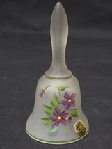 Vintage WESTMORELAND 5.25&quot; Glass Bell Hand Painted VIOLETS ON CRYSTAL MIST - $18.43 CAD