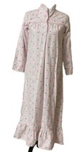 Vintage Sheila Anne Floral Flannel Nightgown Sz S Pink Floral Ruffled Collar - £20.68 GBP