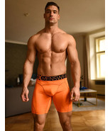 Box Menswear Defined Behind Compression Shorts with Stretch Orange &quot;Large&quot; - $32.59 CAD